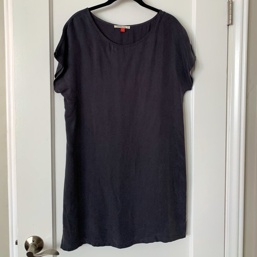 Marine Layer Gray Blue Short Sleeve Shift Dress